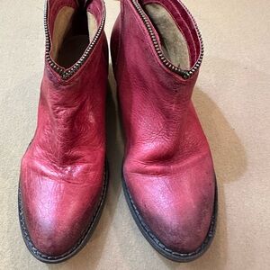 Red Leather Ankle Boots